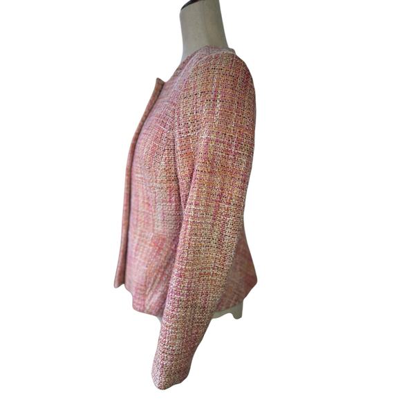 Vtg Talbots Pink Tweed Knit Blazer Jacket Size Small Wedding Guest Church Preppy - Picture 8 of 8
